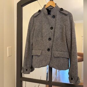 GAP Tan Herringbone Military Inspired Jacket Wool Blend